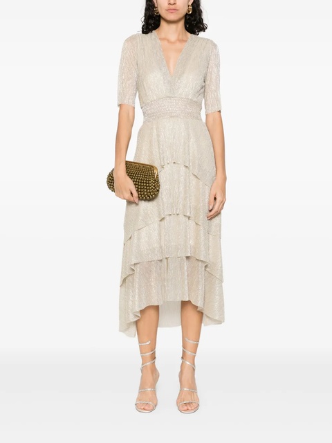 Maje metallic ruffled midi dress - Neutrals - zdjęcie produktu nr 2