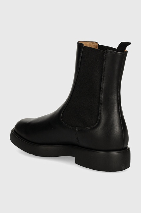Emporio Armani botki skórzane kolor czarny na płaskim obcasie EW000425 AF11991 UC001 - zdjęcie produktu nr 2