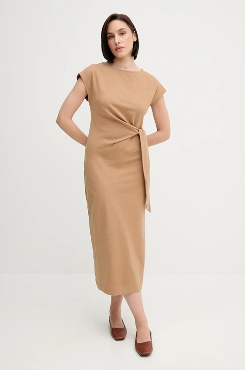 Tommy Hilfiger sukienka bawełniana kolor zielony maxi prosta WW0WW45159 - zdjęcie produktu nr 1