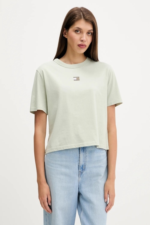 Tommy Jeans t-shirt bawełniany damski kolor zielony DW0DW22202 - zdjęcie produktu nr 1