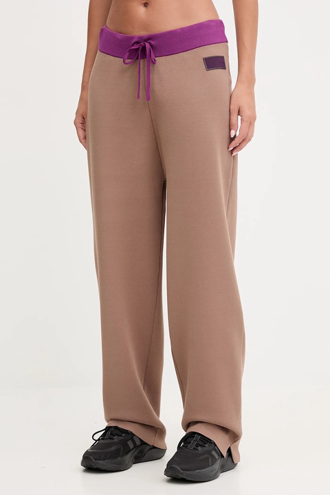 EA7 Emporio Armani spodnie damskie kolor brązowy szerokie high waist AF18425.7X000385 - zdjęcie produktu nr 1