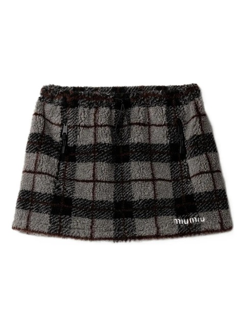 Miu Miu checked-pattern toggle mini skirt - Grey - zdjęcie produktu nr 1