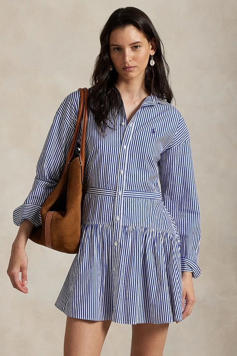 Polo Ralph Lauren sukienka bawełniana kolor niebieski mini rozkloszowana 211972052 - zdjęcie produktu nr 2