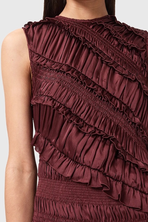 AllSaints sukienka NYLA kolor czerwony midi dopasowana W034DD - zdjęcie produktu nr 2