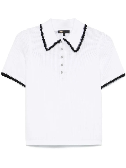 Maje knitted polo top - White - zdjęcie produktu nr 1