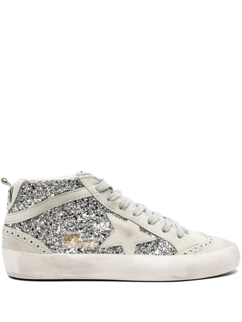 Golden Goose Mid-Star glitter-detail leather sneakers - Silver - zdjęcie produktu nr 1