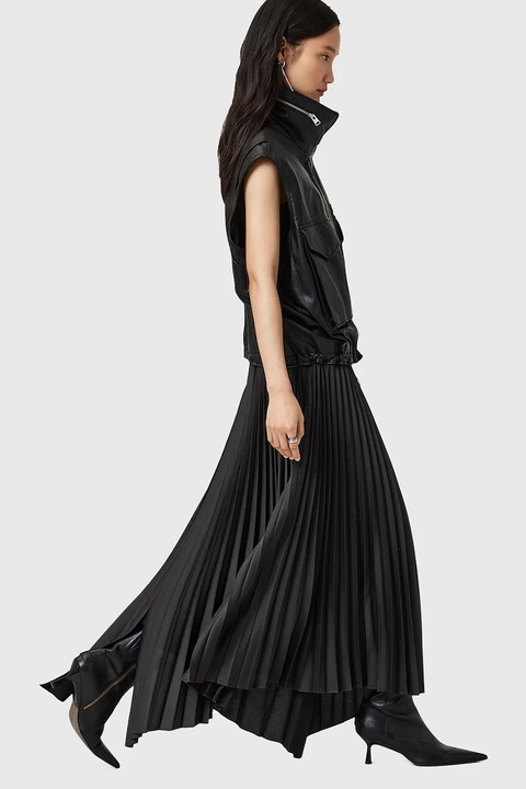 AllSaints spódnica JAX kolor czarny midi rozkloszowana W065RD - zdjęcie produktu nr 2