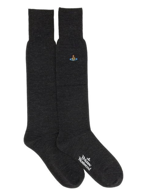 Vivienne Westwood Orb embroidered socks - Grey - zdjęcie produktu nr 2