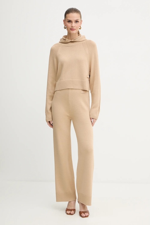 Armani Exchange sweter z dodatkiem wełny damski kolor zielony lekki z półgolfem XW000767 AF13774 - zdjęcie produktu nr 2