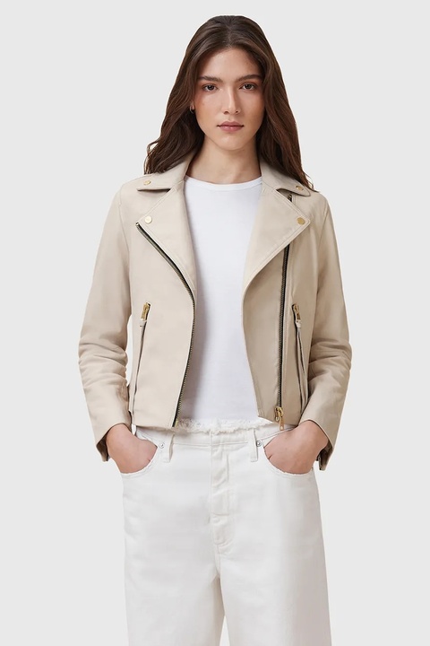 AllSaints ramoneska skórzana DALBY kolor biały przejściowa W087LB - zdjęcie produktu nr 1