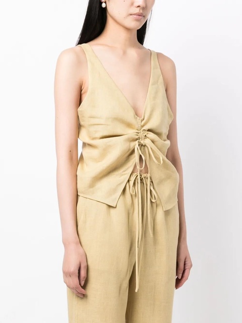 Nanushka linen drawstring top - Green - zdjęcie produktu nr 2
