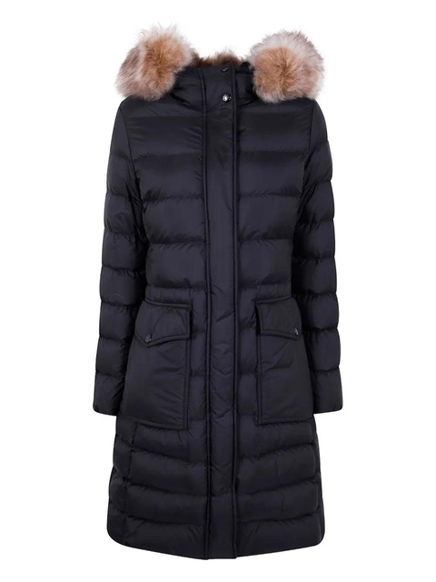 Moncler fur-trimmed quilted coat - Black - zdjęcie produktu nr 1