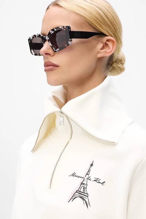 Karl Lagerfeld bluza bawełniana damska kolor beżowy z nadrukiem A4W20067 - zdjęcie produktu nr 1