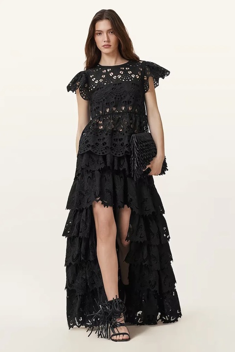 AllSaints spódnica CAVARLY kolor czarny maxi rozkloszowana W096RC - zdjęcie produktu nr 2