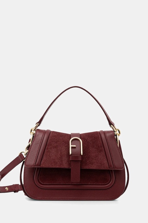 Furla torebka skórzana kolor bordowy WB01884.BX2567.T1R00 - zdjęcie produktu nr 1
