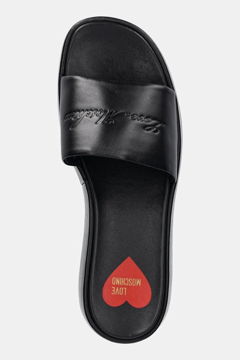 Love Moschino klapki skórzane damskie kolor czarny na platformie JA28177I0MIA0000 - zdjęcie produktu nr 2