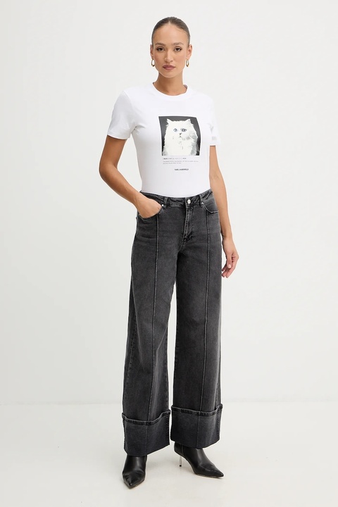 Karl Lagerfeld t-shirt bawełniany damski kolor biały B1W17019 - zdjęcie produktu nr 1