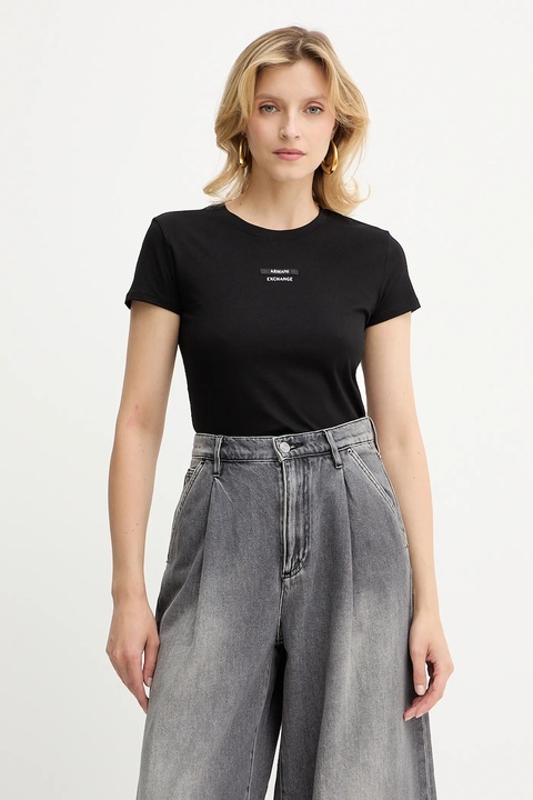 Armani Exchange t-shirt bawełniany damski kolor czarny XW001369 AF10356 - zdjęcie produktu nr 1