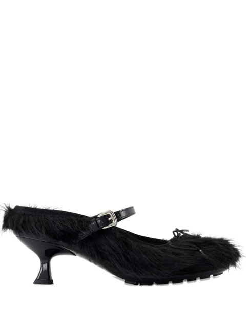 Simone Rocha 60mm fur-trimmed buckle mules - Black - zdjęcie produktu nr 1