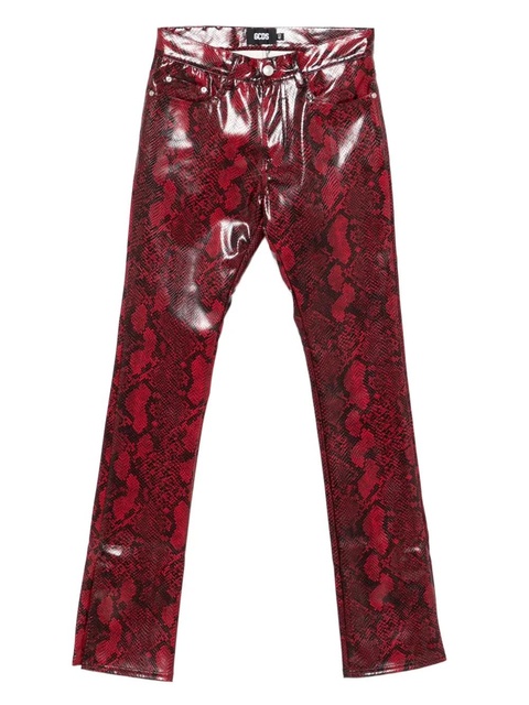 GCDS snakeskin-print pants - Red - zdjęcie produktu nr 1