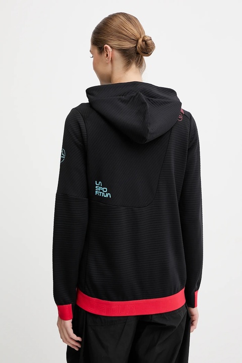 LA Sportiva bluza sportowa Mood damska kolor czarny z kapturem gładka ZACF002 - zdjęcie produktu nr 2