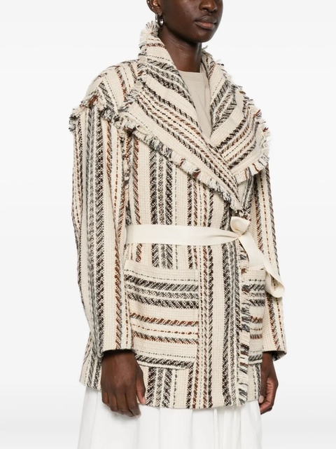 MARANT ÉTOILE Illisa striped fringed jacket - Neutrals - zdjęcie produktu nr 2