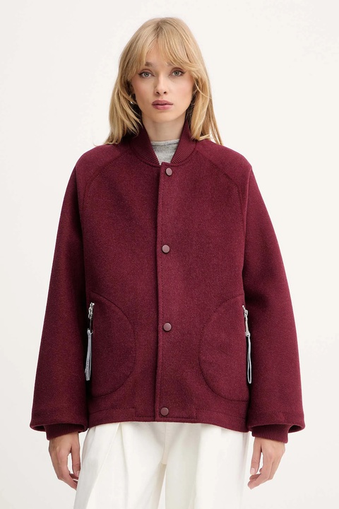 MAX&Co. kurtka wełniana kolor bordowy przejściowa oversize 2526086013200 - zdjęcie produktu nr 1