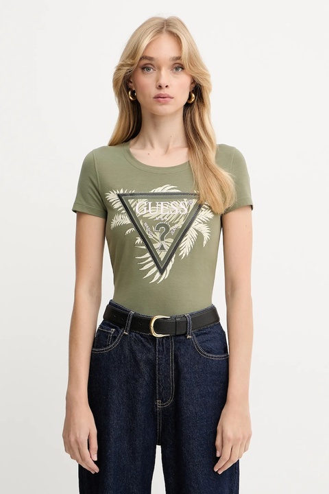 Guess t-shirt damski kolor zielony W5YI13 J1314 - zdjęcie produktu nr 1