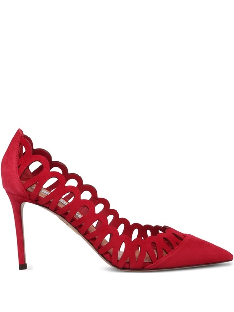 Aquazzura 85mm Peep scalloped-cut pumps - Red - zdjęcie produktu nr 1