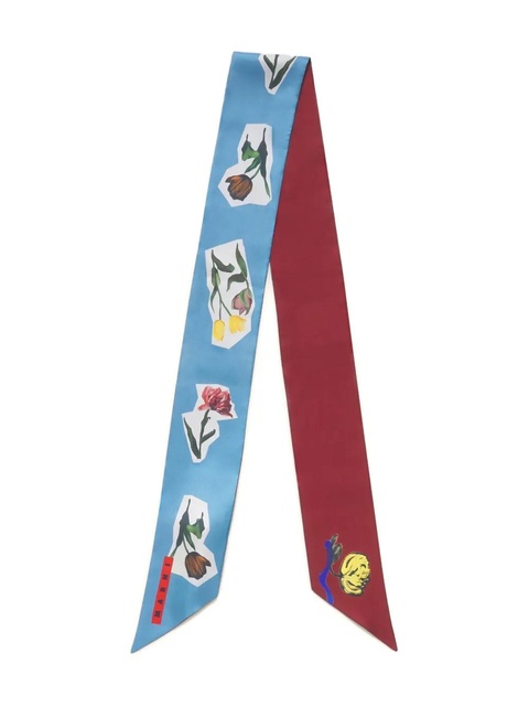 Marni floral-print silk scarf - Blue - zdjęcie produktu nr 1