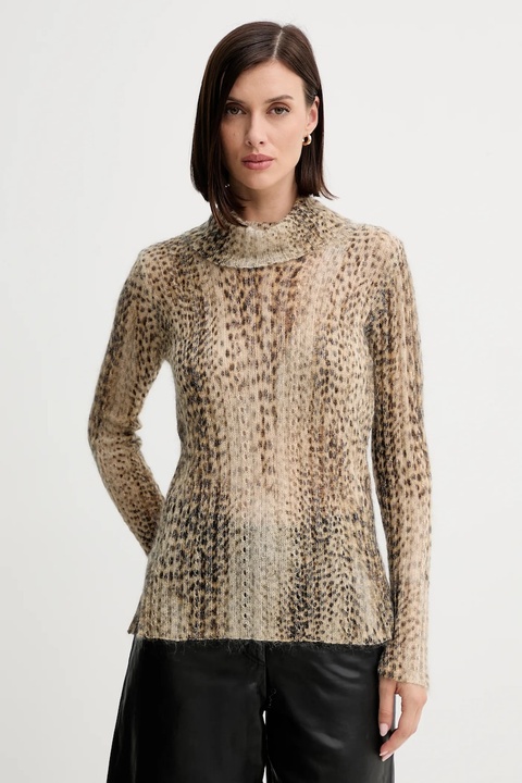 Twinset sweter z wełną damski kolor beżowy lekki z golfem 252TT3490 - zdjęcie produktu nr 1