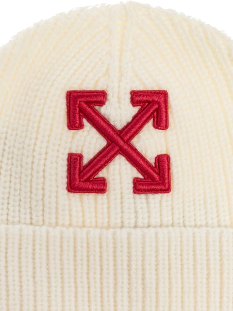 Off-White arrow-embellished ribbed beanie - Neutrals - zdjęcie produktu nr 1