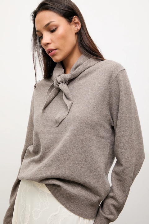 Answear.LAB sweter z wełny merino z apaszką damski kolor brązowy lekki - zdjęcie produktu nr 1