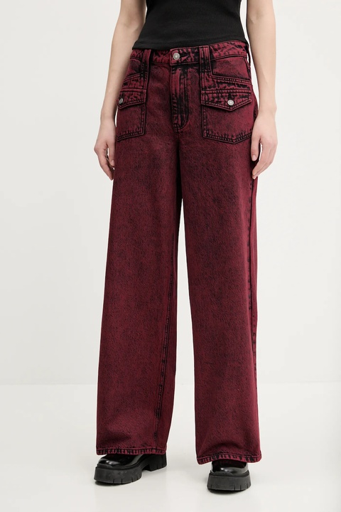 Guess Originals jeansy damskie kolor bordowy W5RG02 D4XYE - zdjęcie produktu nr 1