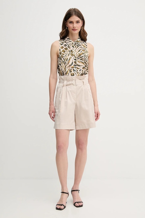 Marc Aurel szorty damskie kolor beżowy gładkie high waist 1862-2300-93419 - zdjęcie produktu nr 2