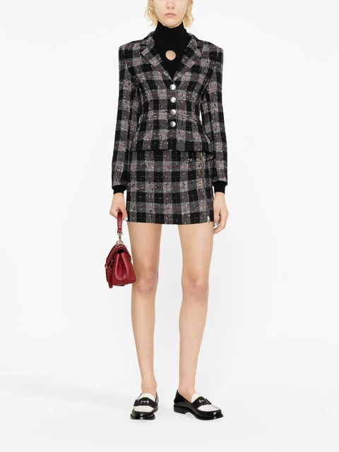 Alessandra Rich checked wool-blend miniskirt - Black - zdjęcie produktu nr 1