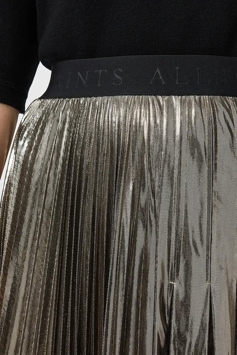 AllSaints spódnica JAX kolor złoty maxi rozkloszowana W064RD - zdjęcie produktu nr 2