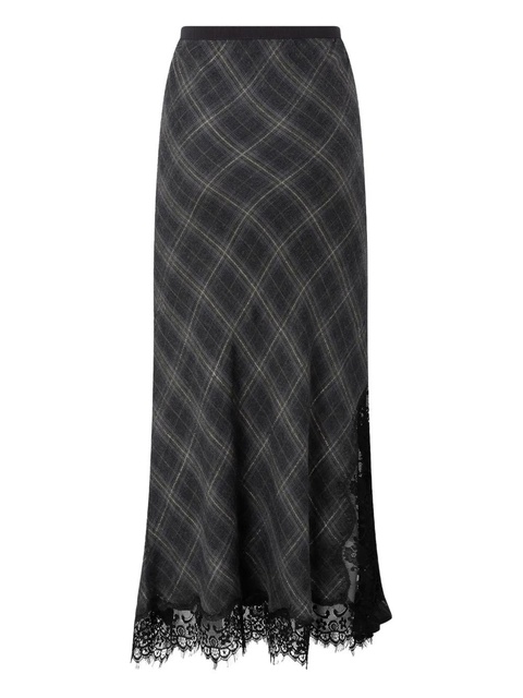 PINKO lace-trimmed checked midi skirt - Black - zdjęcie produktu nr 2