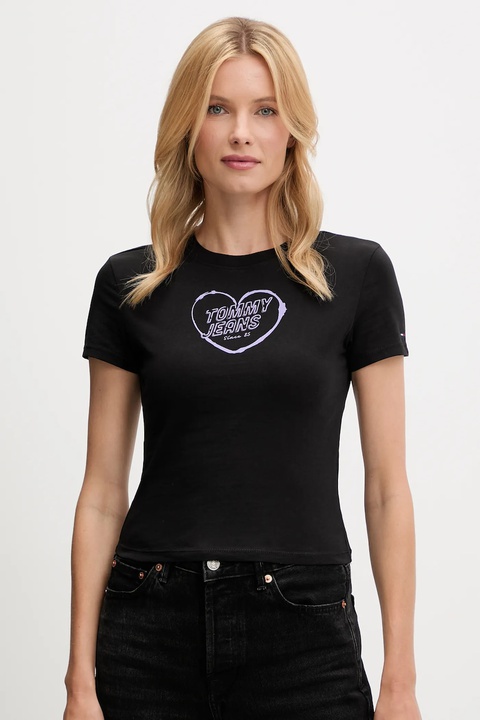 Tommy Jeans t-shirt bawełniany damski kolor czarny DW0DW21390 - zdjęcie produktu nr 1