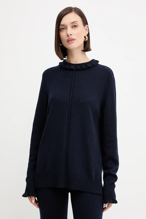 Twinset sweter z wełną damski kolor granatowy z półgolfem 252TT3350 - zdjęcie produktu nr 1