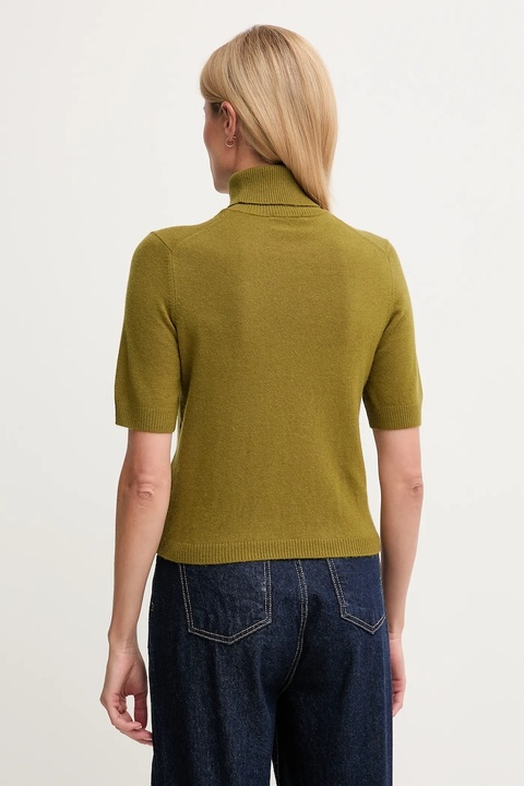 United Colors of Benetton sweter z dodatkiem wełny dziecięcy damski kolor zielony lekki z golfem 102HD203X - zdjęcie produktu nr 2