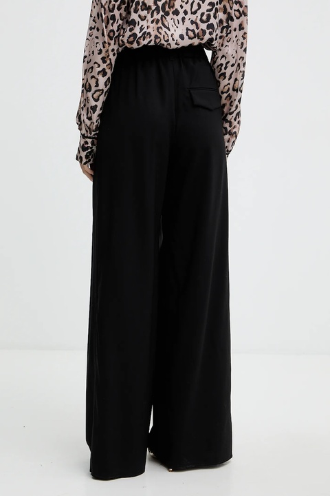 Marella spodnie wełniane damskie kolor czarny szerokie high waist 2523136022200 - zdjęcie produktu nr 2