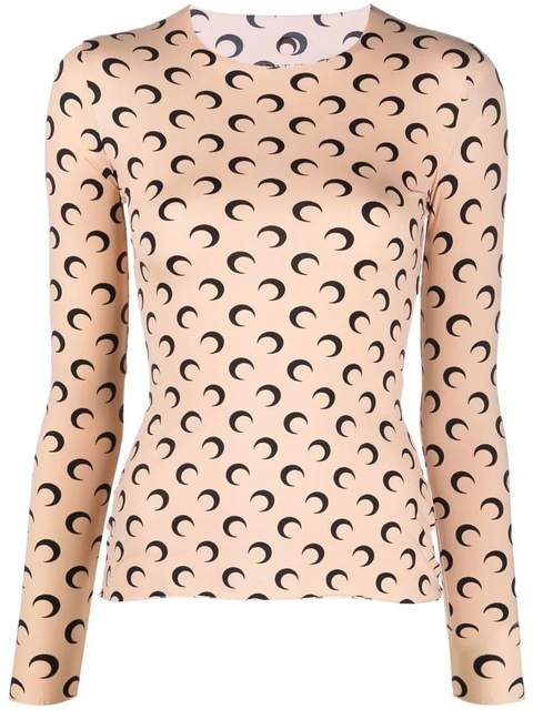 Marine Serre crescent moon-print second-skin top - Neutrals - zdjęcie produktu nr 1