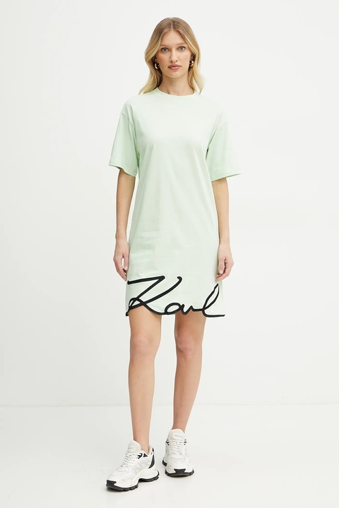Karl Lagerfeld sukienka bawełniana kolor zielony mini oversize A1W13001 - zdjęcie produktu nr 1