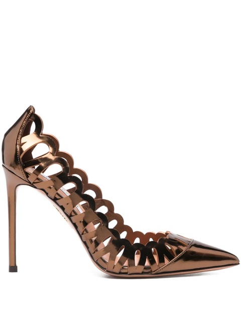 Aquazzura 105mm Peep metallic cut-out pumps - Brown - zdjęcie produktu nr 1