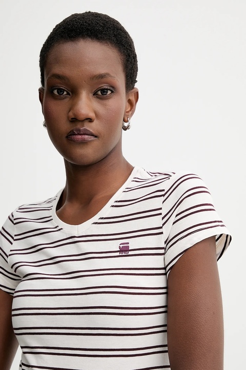 G-Star Raw t-shirt bawełniany damski kolor beżowy D24533-D244 - zdjęcie produktu nr 2
