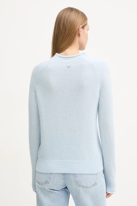 BOSS Orange sweter z dodatkiem wełny damski kolor niebieski lekki z półgolfem 50548930 - zdjęcie produktu nr 2