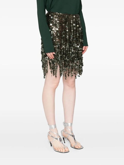 Blumarine sequin-embellished fringe mini skirt - Green - zdjęcie produktu nr 2
