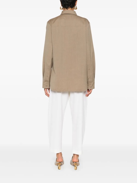 Jil Sander ripstop wool tied shirt - Brown - zdjęcie produktu nr 1
