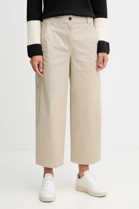 Calvin Klein Jeans spodnie damskie kolor beżowy proste high waist LV044D662G - zdjęcie produktu nr 1